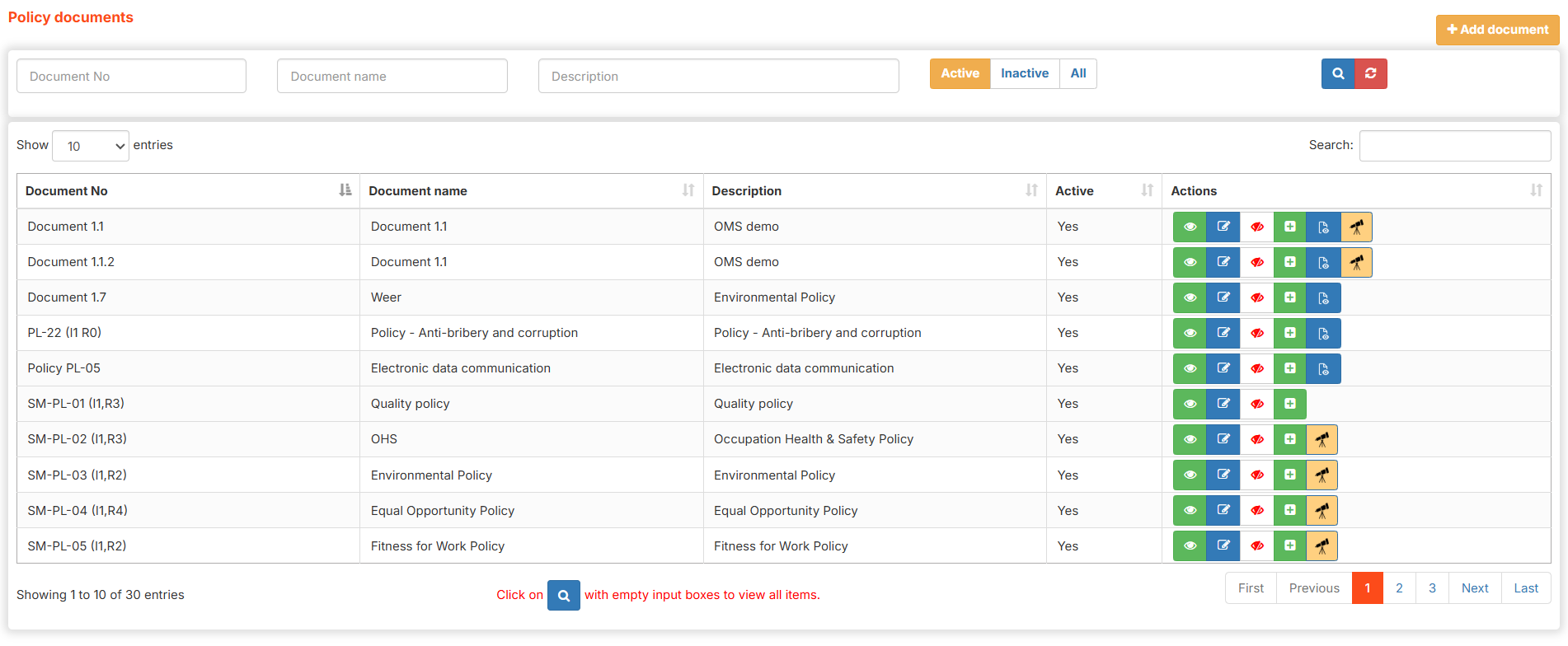 OMS quality policies